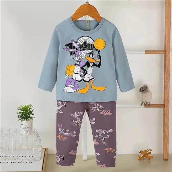 ست نخی بلوز ابی و شلوار طوسی طرح Bugs Bunny سایز کوچک  کد 10234