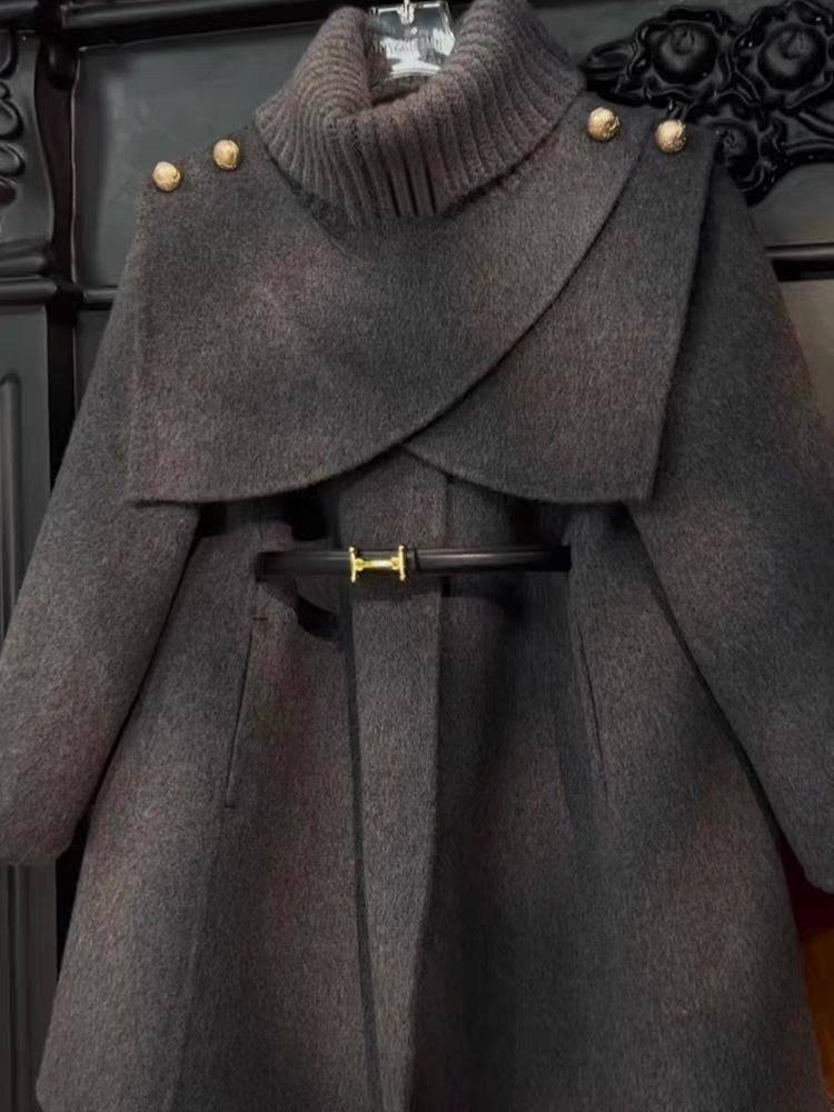 ست پالتو داخل خز و گردنی و کمربند کد 20841