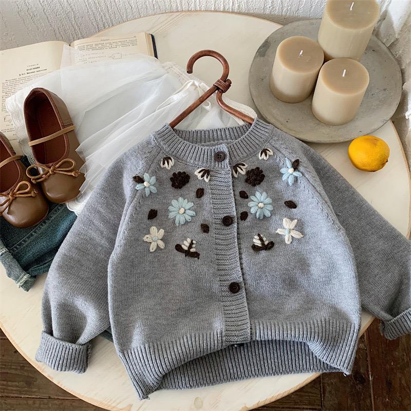 ژاکت طوسی طرح گل دوزی ابی شیری کد 21087