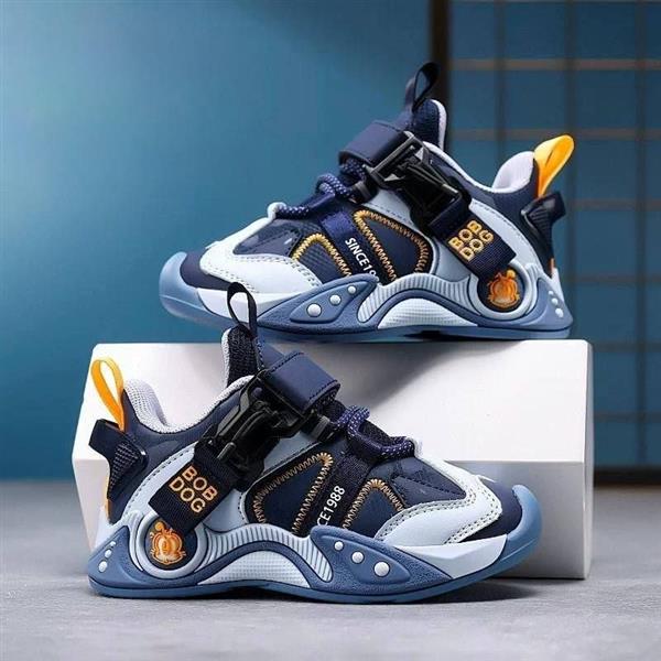 کتونی BOBDOG طرح SINCE با بند سگگ دار رنگ سورمه ای و زرد کد 21161