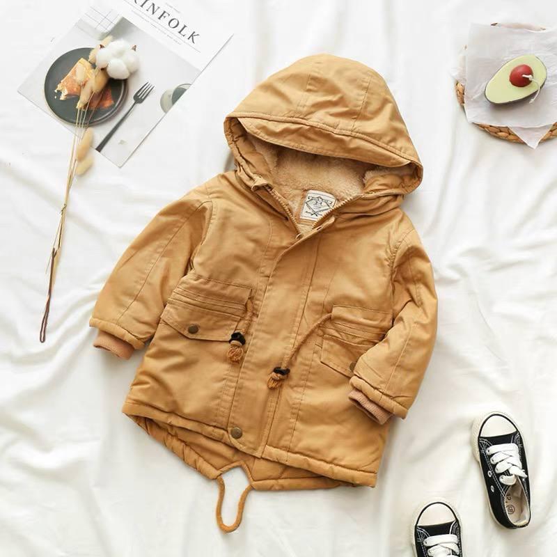 کاپشن کتان روسی کلاهدار داخل خز کمرکش رنگ کرم کد 21169