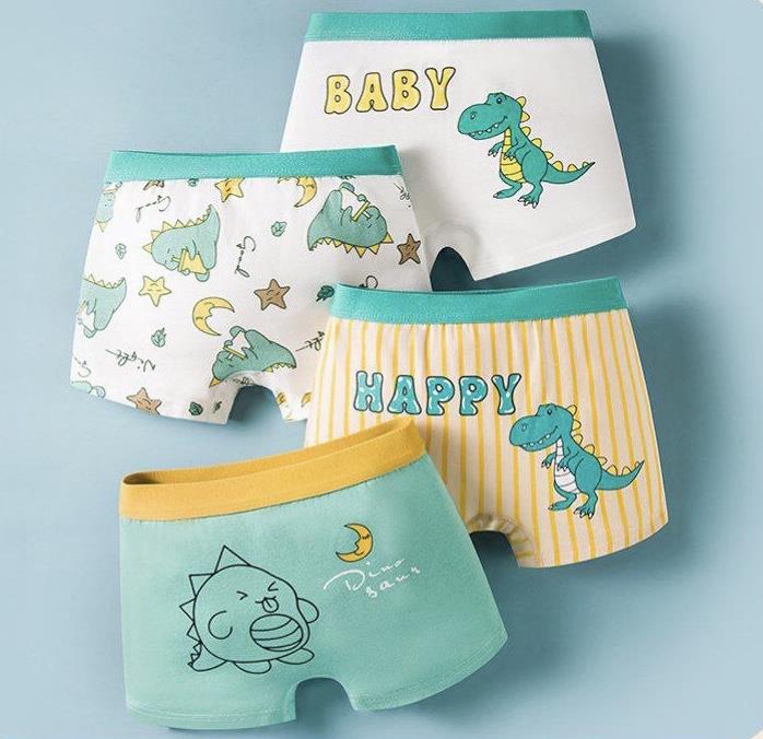 پک چهار عددی شورت پادار دایناسوری رنگبندی سبز و سفید و زرد کد 21188