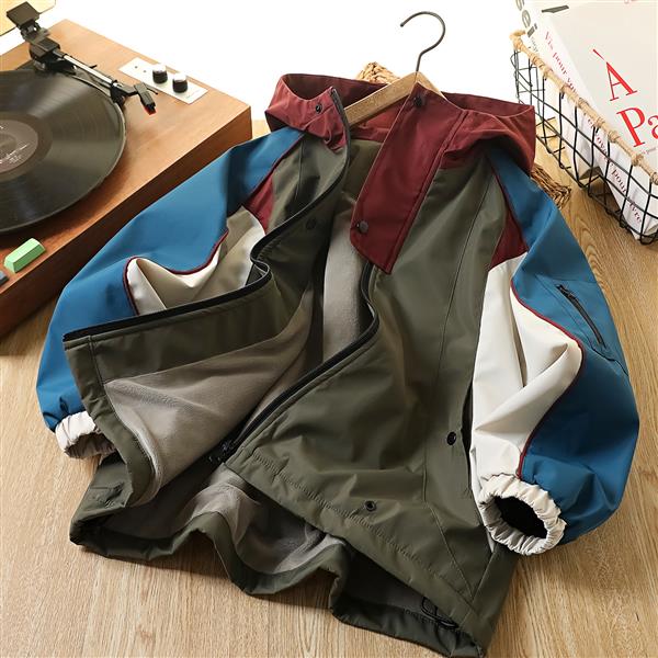 کاپشن کلاهدار ضداب داخل لاینردار Magnetic button رنگبندی یشمی و زرشکی کد 21194