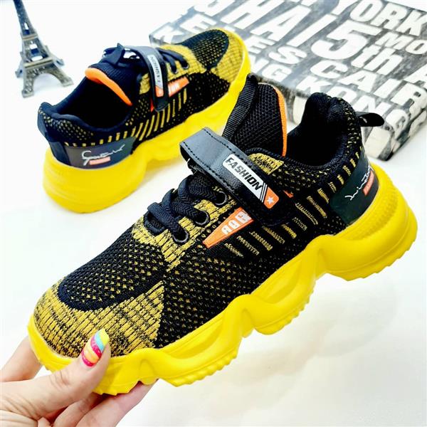 کتونی فشن مشکی با لژ زرد کد 6120